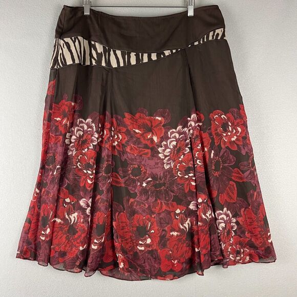 Coldwater Creek Floral Skirt Womens 1X Mixed Print Flowy Boho Peasant Artsy NWT